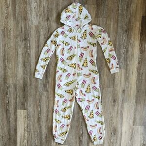 H&M‎ Jumpsuit Adult Small Hot Dog Pizza Fries Fast Food One Piece Hood Full Zip